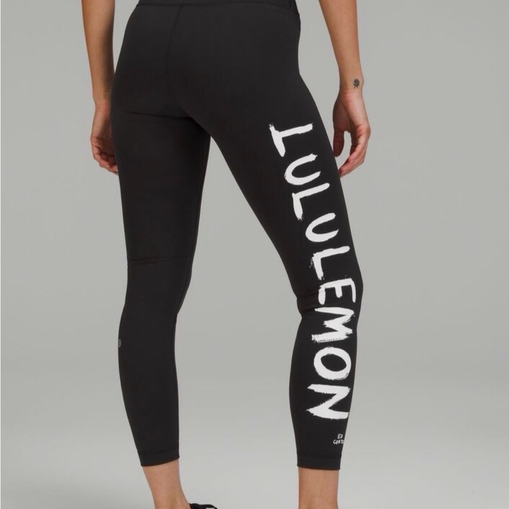 Lululemon Black Leggings With White Side Logo